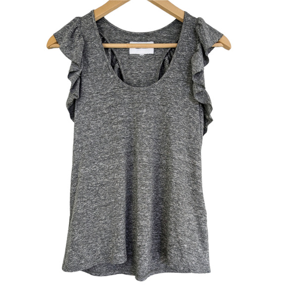 CURRENT / ELLIOTT Cadence Gray Ruffle Racerback Tank Top Size 0/XS - Picture 3 of 9